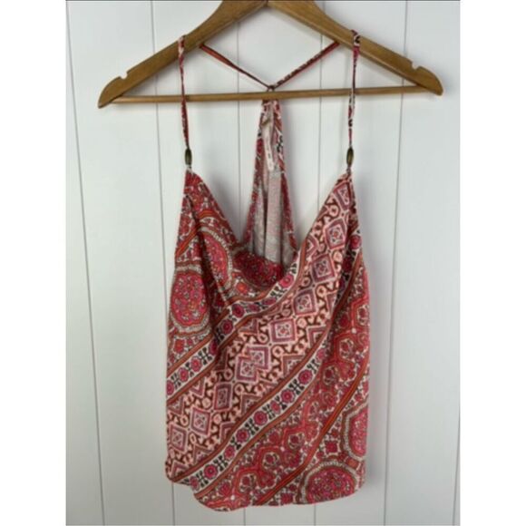 Free People Stevie Cowl Neck Satin‎ Tank Top Size Small Womens Floral Racerback - Picture 2 of 10